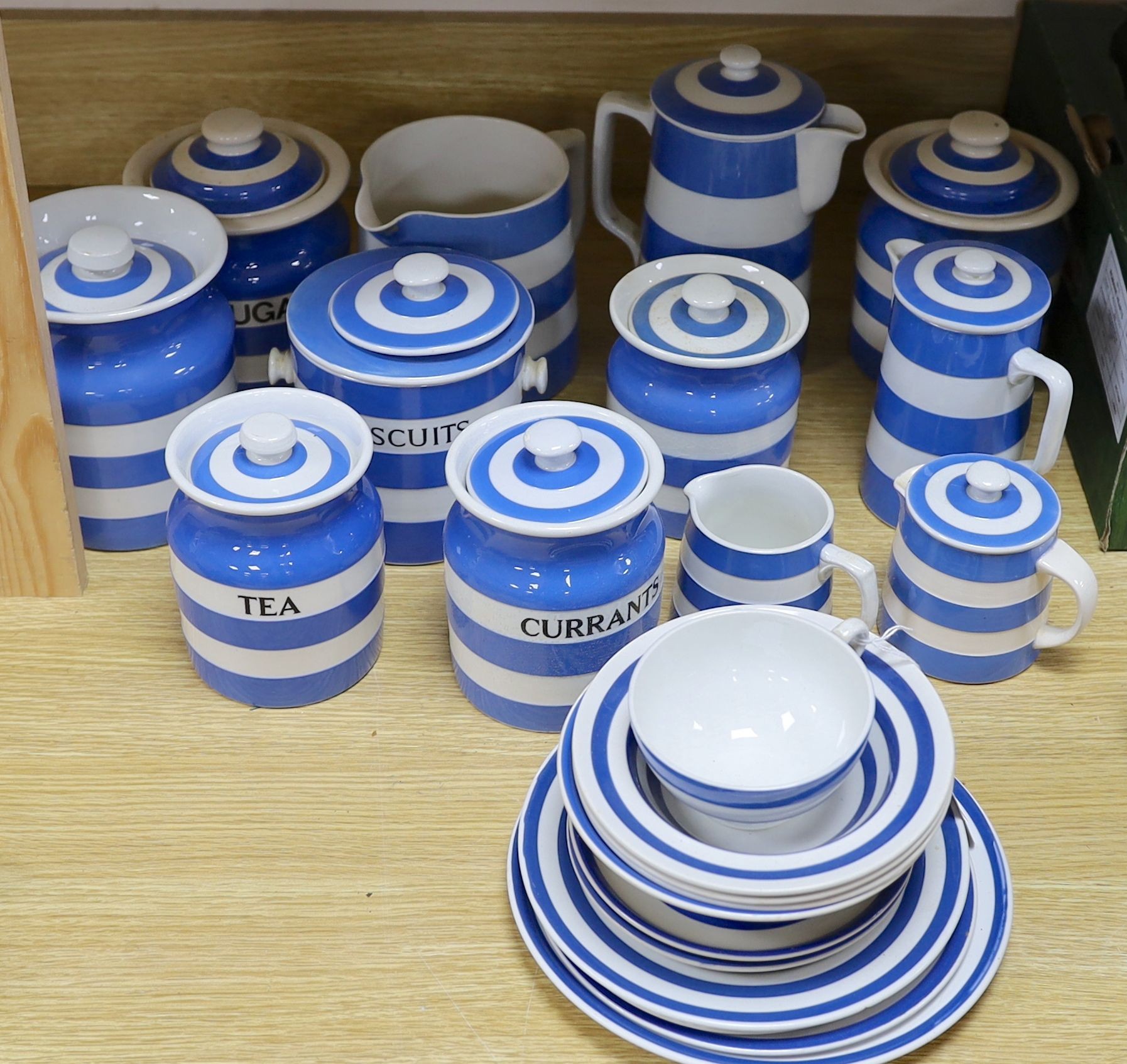 T G Green blue and white kitchenware